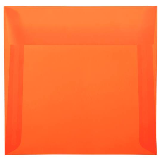 JAM Paper 6.5" Glamour Orange Square Translucent Vellum Envelopes, 25ct.
